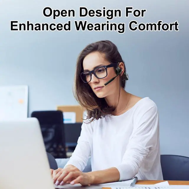 Alt view image 2 of 6 - Open-Ear Bluetooth Wireless Trucker Headset with Microphone | Bluetooth Headphones with Noise Cancelling Mic, Wireless Headset with Mic for Work, Workout, Driving, Call