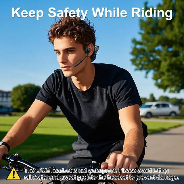 Alt view image 4 of 6 - Open-Ear Bluetooth Wireless Trucker Headset with Microphone | Bluetooth Headphones with Noise Cancelling Mic, Wireless Headset with Mic for Work, Workout, Driving, Call