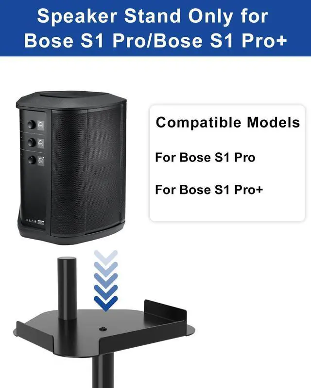 Alt view image 5 of 6 - Pack of 2 Height Adjustable Speaker Stand for Bose S1 Pro/S1 Pro Plus Floor Stand, Extends 45" to 54", Holds up to 20LBS, Heavy Duty Speakers Stands for Bose, with Screws