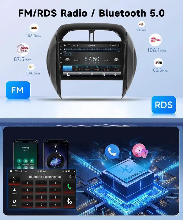 Alt view image 4 of 6 - 8Core 4+64G Car Stereo for Toyota RAV4 2003 2004 2005 Wireless Carplay Android Auto,9 inch 1280 * 720P IPS Touch Screen Radio, Android/GPS/WiFi/32EQ DSP Audio/Bluetooth/SWC/Backup Camera