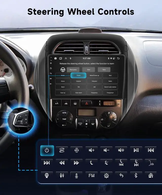 Alt view image 5 of 6 - 8Core 4+64G Car Stereo for Toyota RAV4 2003 2004 2005 Wireless Carplay Android Auto,9 inch 1280 * 720P IPS Touch Screen Radio, Android/GPS/WiFi/32EQ DSP Audio/Bluetooth/SWC/Backup Camera