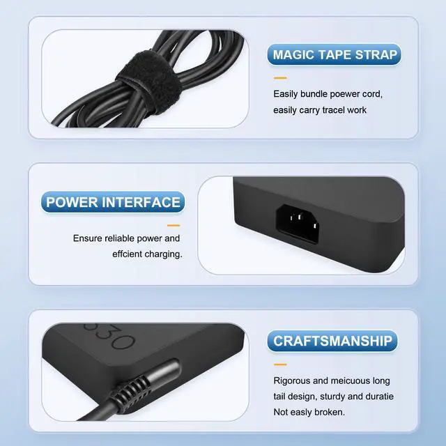 Alt view image 5 of 6 - 330W Charger Compatible with Hp OMEN MAX 16-ah 16-ak 17-ck 17-cm ZBook X 16 G1i Fury G1i 18 TPN-DA60 M34603-001 N80119-001 TPN-LA32 TPN-DA33 HP Thunderbolt 4 Ultra 280W G6 Dock Slim GaN Design