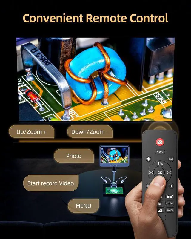 Alt view image 6 of 6 - 4K 30FPS HDMI Digital Microscope with 10.1" Screen, JL208S 4K Soldering Microscope Camera for Electronics, UHD 3840P Video Audio, Coin Magnifier Full View for Adults, 12.6'' Metal Stand 8 LED, 64GB