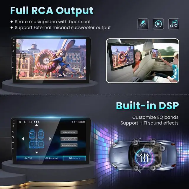 Alt view image 6 of 6 - 5G WiFi Head Unit for 2009-2013 Toyota Corolla Radio with Wireless Carplay | Android Auto Car Stereo with Backup Camera 9inch Touch Screen Built-in DSP EQ 5.0 Bluetooth GPS RDS FM Radio SWC 4Core 64G