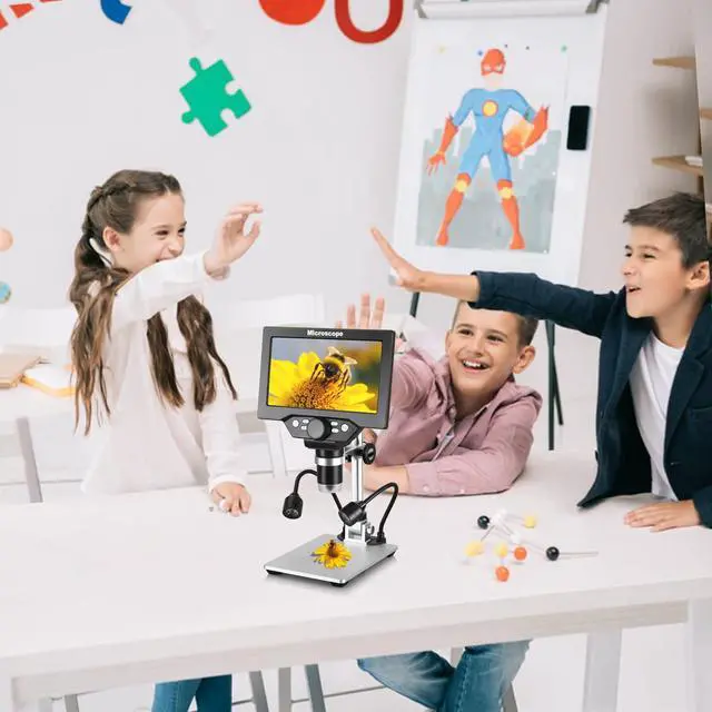 Alt view image 4 of 6 - 7" 12MP Digital Microscope, 1200X Magnification, 1080P USB Camera, 32GB TF Card, PC View, Rechargeable, LED Lights for Coin/PCB/Jewelry/Plant/Rock Inspection
