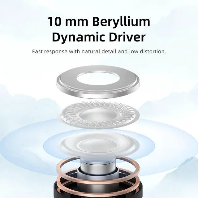 Alt view image 3 of 6 - Que Plated Beryllium Dynamic Diaphragm Wired Earbuds QUE | 10mm magnet dynamic driver, zinc alloy housing deliver pure, hi-fi sound quality