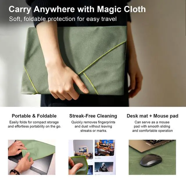 Alt view image 3 of 6 - Portable Monitor 15.6" FHD HDR IPS Travel Laptop Screen Extender | With Magic Sleeve Cloth,1080P USB-C HDMI Plug&Play External Display,Dual Speakers,Kickstand,for Mac/Phone/Gaming Device