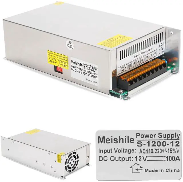 Main image of 12V 100A 1200W DC Switching Power supply Adapter PSU AC-DC 12Volt Industrial Transformer Converter 0-80/50amps LED drive Lamp Meter Semiconductor Motor Pump Winch Stereos Amplifier Fan SMPS 110V/220V