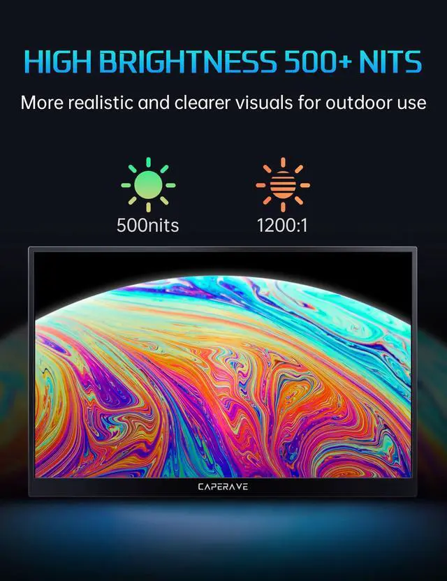 Alt view image 4 of 6 - 17.3" Portable Monitor 4K, 500 Nits 3840 * 2160p 100% Adobe RGB Travel Monitor with Bulit-in Kickstand & Speakers, Portable Computer Monitor, External Monitors for Laptop PC Xbox Switch PS4/5