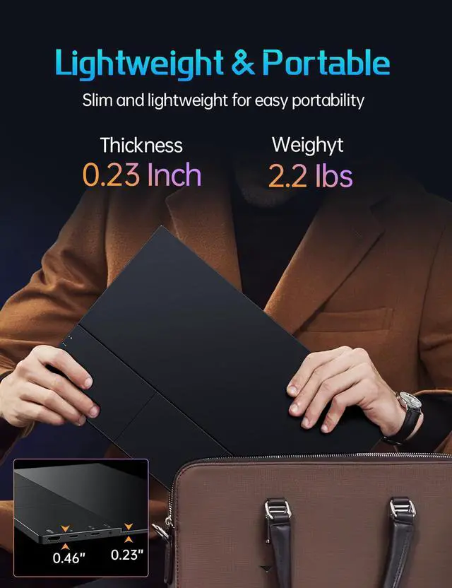 Alt view image 6 of 6 - 17.3" Portable Monitor 4K, 500 Nits 3840 * 2160p 100% Adobe RGB Travel Monitor with Bulit-in Kickstand & Speakers, Portable Computer Monitor, External Monitors for Laptop PC Xbox Switch PS4/5