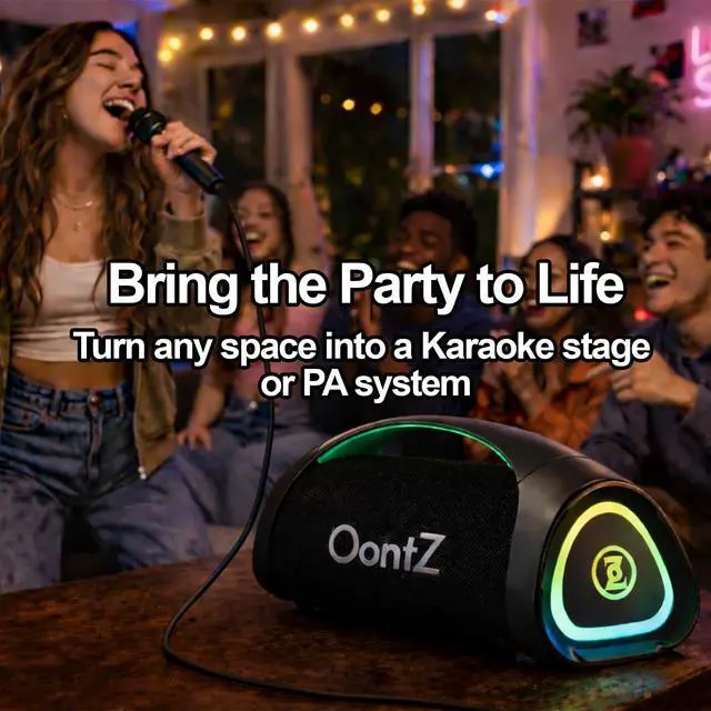 Alt view image 4 of 6 - OontZ Angle 3XL Ultra (2nd Gen) - Bluetooth Speaker, 300 Watts, High Quality Sound & Rich Full Bass, 100ft Wireless Range, Karaoke Mic, Beat Driven Light Show, Dual Pairing