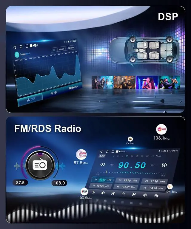 Alt view image 5 of 6 - 5Ghz WiFi 2G+64G Radio for Toyota 4Runner 2003-2009,for Tundra 2003-2006,for Sequoia 2003-2007 Car Stereo,Wireless CarPlay Android Auto,DSP EQ,7 HD IPS Touchscreen, 26UIs GPS Bluetooth Bakcup Camera