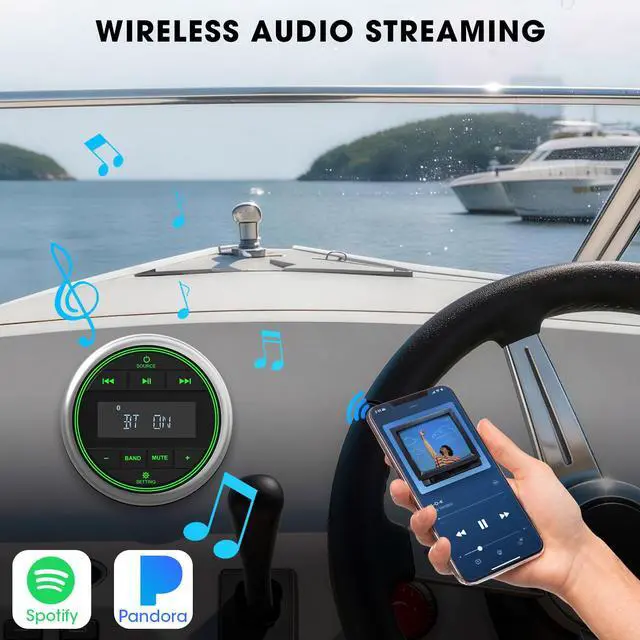 Alt view image 2 of 6 - Marine Bluetooth Stereo Radio Receiver: Marine Digital Multimedia Player | 2.8 Inch LCD Display AM FM USB AUX-In Preset EQ Subwoofer 200W RCA Output for Boat Golf Cart ATV UTV Yacht