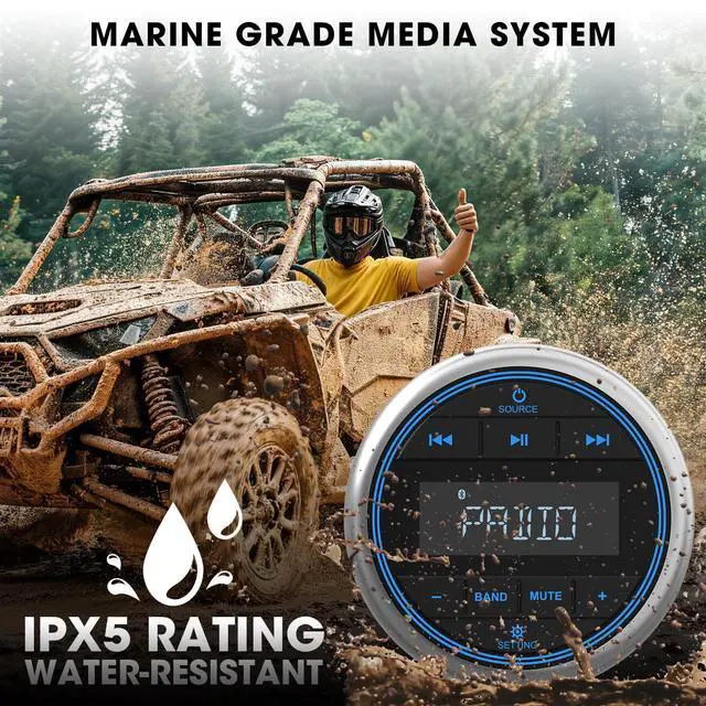 Alt view image 4 of 6 - Marine Bluetooth Stereo Radio Receiver: Marine Digital Multimedia Player | 2.8 Inch LCD Display AM FM USB AUX-In Preset EQ Subwoofer 200W RCA Output for Boat Golf Cart ATV UTV Yacht