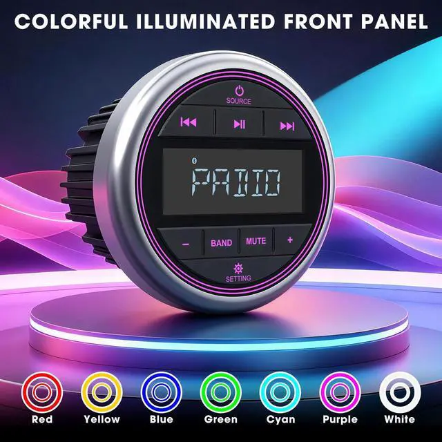 Alt view image 6 of 6 - Marine Bluetooth Stereo Radio Receiver: Marine Digital Multimedia Player | 2.8 Inch LCD Display AM FM USB AUX-In Preset EQ Subwoofer 200W RCA Output for Boat Golf Cart ATV UTV Yacht