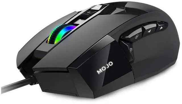 Alt view image 3 of 6 - MOJO Pro Performance Silent Gaming Mouse - Wired Mouse with 9 Programmable Buttons Including Sniper Key, 12000 DPI, 1000 Hz, Force Adjustable, Custom Profiles