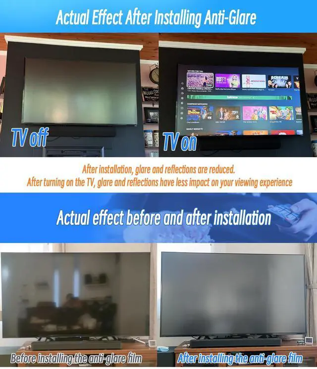 Alt view image 5 of 6 - Anti Glare TV Screen Protector for 50 InchTV, Indoor Outdoor Anti Glare TV Film Blue Light Screen Frosted Film