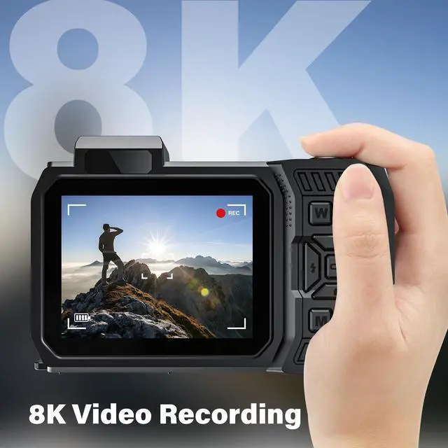 Alt view image 2 of 6 - 8K Underwater Camera, 33FT 70MP Waterproof Camera for Snorkeling Rugged Dustproof Shockproof Dual-Screen Selfie 2500mAh Battery, Autofocus Point-and-Shoot Digital Camera