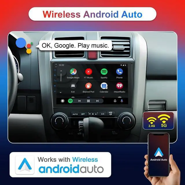 Alt view image 3 of 6 - Car Stereo Radio for Honda CRV 2007-2011, 9" Touch Screen Car Radio with Wireless Carplay/Android Auto with WiFi GPS Navigation, Bluetooth, SWC/FM Radio