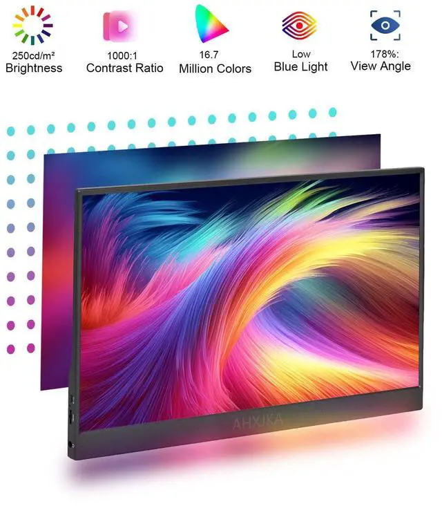 Alt view image 2 of 6 - 14" Portable Touchscreen Monitor, 1920 x 1200 IPS/HDR Ultra-Slim Travel Display with VESA Mount & Smart Cover, Kickstand & Speakers, HDMI USB-C External Monitor for Laptop, PC,Phone, Tablet, PS4/5
