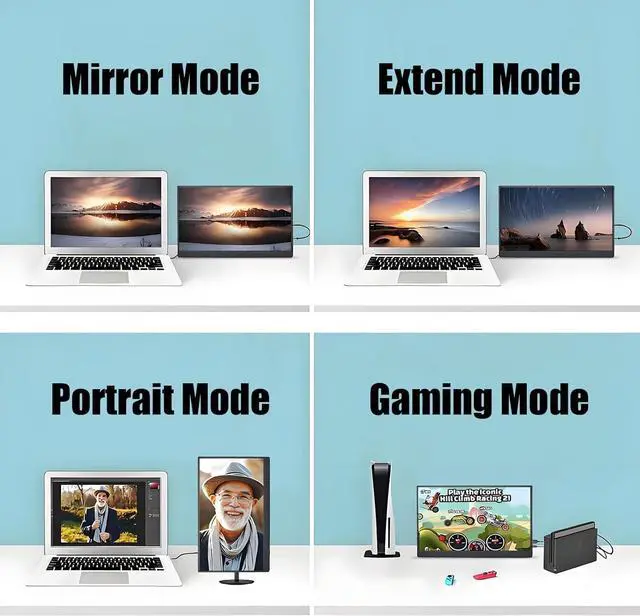 Alt view image 4 of 6 - 14" Portable Touchscreen Monitor, 1920 x 1200 IPS/HDR Ultra-Slim Travel Display with VESA Mount & Smart Cover, Kickstand & Speakers, HDMI USB-C External Monitor for Laptop, PC,Phone, Tablet, PS4/5