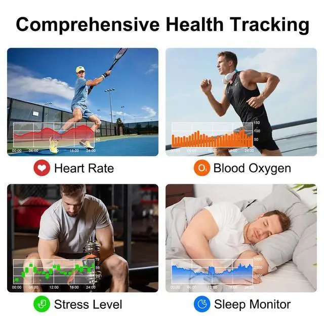 Alt view image 5 of 6 - Smart Watch with Earbuds for Men, 1.53" HD Screen Military Watch, Answer/Make Calls, Sports Fitness Trackers with Heart Rate, Blood Oxygen, Sleep Monitor, for Men Dad Husband