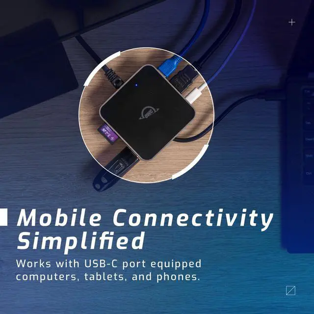 Alt view image 5 of 6 - USB-C Travel Dock E 6-Port 100W - HDMI 4K Gigabit Ethernet | 6 ports: 2x USB-A, HDMI 4K, SD card 312MB/s, 1GbE, USB-C 100W - Bus powered - Mac, PC, iPad, Chromebook - Integrated cable