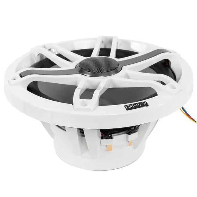 Alt view image 5 of 6 - ® Premium 8" Coaxial Speakers (Pair) (White and Black Grilles Included) | 2-Way Marine Speakers, 750W Max, 250W RMS, 1 Silk Dome Tweeters, with RGB LED Lighting for Boats/UTV/ATV/SxS/Powersports