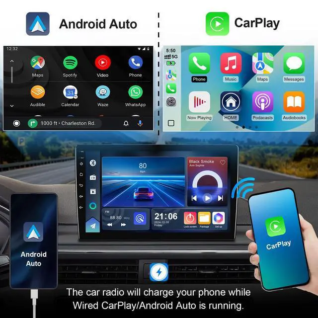 Alt view image 2 of 6 - 2+64G Android 14 Double Din Car Radio Stereo for Toyota 4Runner 2010-2019 with 9" Touchscreen Radio Built-in Wireless Carplay/Android Auto/GPS/Bluetooth/FM/AUX-in/SWC/Camera