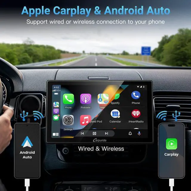 Alt view image 2 of 6 - YT09S IPS Double Din Car Stereo Radio Screen for Apple CarPlay and Android Auto, 9" Double Din Radio with Backup Cam, Siri, SWC, FM/AM, Mirror Link, Navigation, SD Card & USB Playback