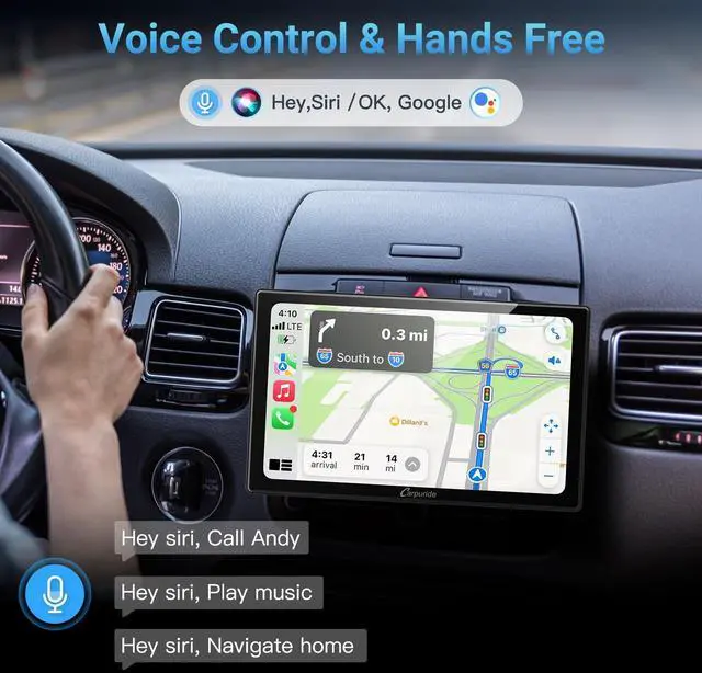 Alt view image 4 of 6 - YT09S IPS Double Din Car Stereo Radio Screen for Apple CarPlay and Android Auto, 9" Double Din Radio with Backup Cam, Siri, SWC, FM/AM, Mirror Link, Navigation, SD Card & USB Playback