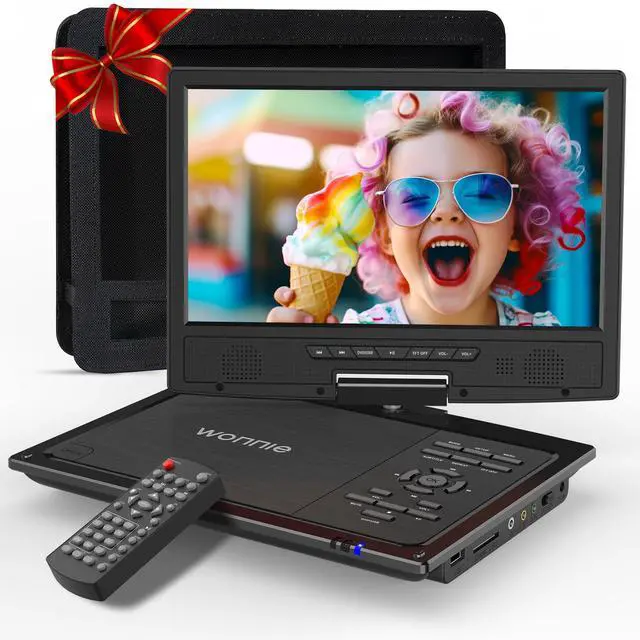 Main image of 12.5" Portable DVD Player for Car with 10.5" Swivel Screen, 5 Hours Rechargeable Battery, Car DVD Player with Headrest Mount, Dual Speakers, Remote Control, Support USB/SD Card/Sync TV