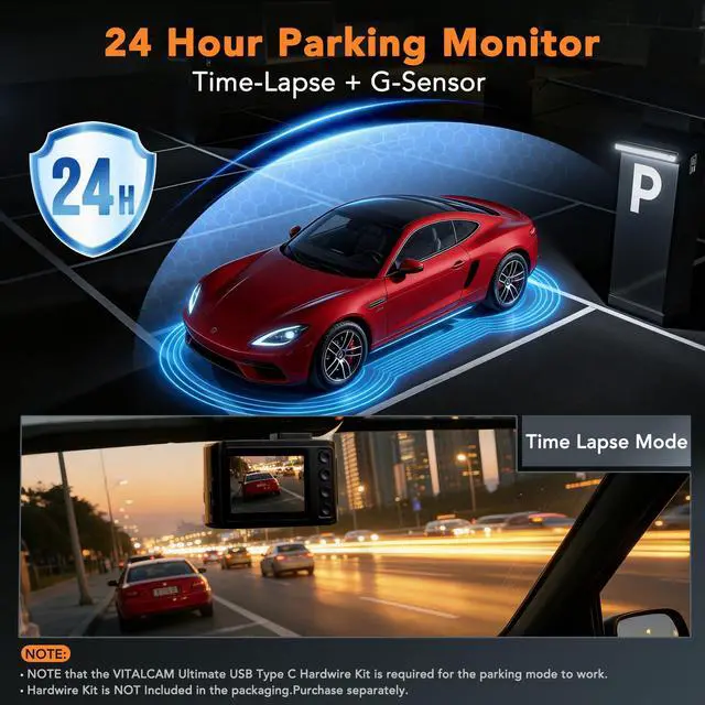 Alt view image 5 of 6 - 4K Dash Cam Front and Rear, STARVIS 2 Night Vision, Free 64GB Card, 5GHz WiFi with App, Built-in GPS, Dash Camera for Cars 170° Wide Angle, 3" IPS Screen, Loop Recording, 24H Parking Monitor