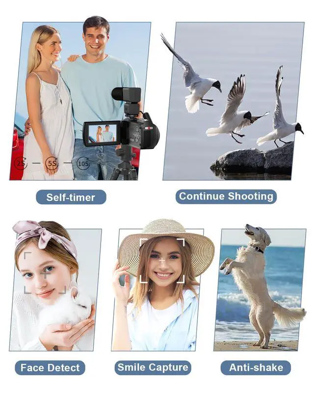 Alt view image 6 of 6 - Video Camera Camcorder Full HD 4K 48MP Vlogging Camera for YouTube Digital Camera Recorder Video Camera for Filming with 3.0" Touch Screen,2 Batteries and 32G SD Card