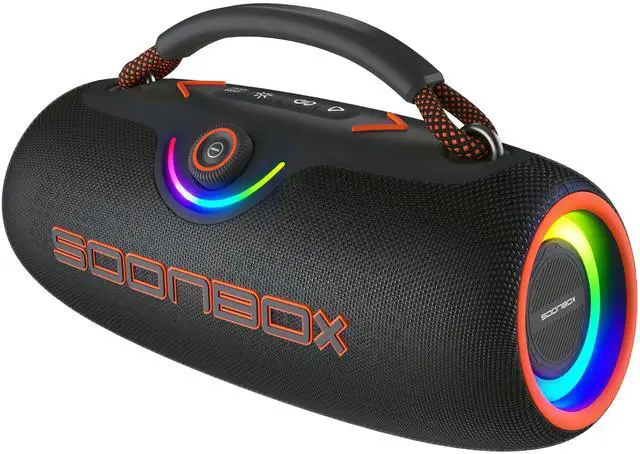 Main image of Portable Bluetooth Speakers, 80W Wireless Outdoor Speakers, Black | IPX6 Waterproof, Bluetooth 5.3, Bass Boost, 24H Playtime, 8000mAh, RGB Lights, TWS Pairing for Party, Camping, Beach & Pool