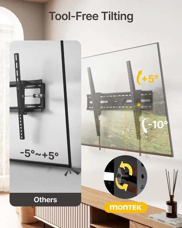 Alt view image 4 of 6 - Heavy Duty Tilting TV Wall Mount for 50-100 Inch TVs up to 220lbs | 4X Safety Tested, 15° Tilt, Fits 16/18/24" Wood Studs, Max VESA 900x600mm, Living Room, Bedroom, Home Theater, Commercial Use