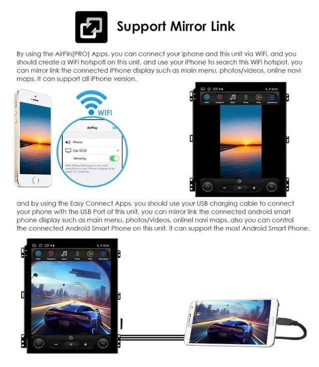 Alt view image 6 of 6 - 64GB Android14 Car Radio Upgrade for Dodge Durango 2014-2020 10.4 Inch IPS Touch Screen Supports Wireless Carplay/Android Auto,Steering Wheel Control, WiFi, FM 2GB ROM Car Tablet
