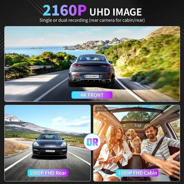 Alt view image 5 of 6 - OEM Style Front & Rear Dash Cam for GMC Sierra 2022-2026 | Front 4K, Rear 1080P, 128GB Card, Hidden Design, Plug&Play, Easy Install, Loop Recording, G-Sensor, Free App
