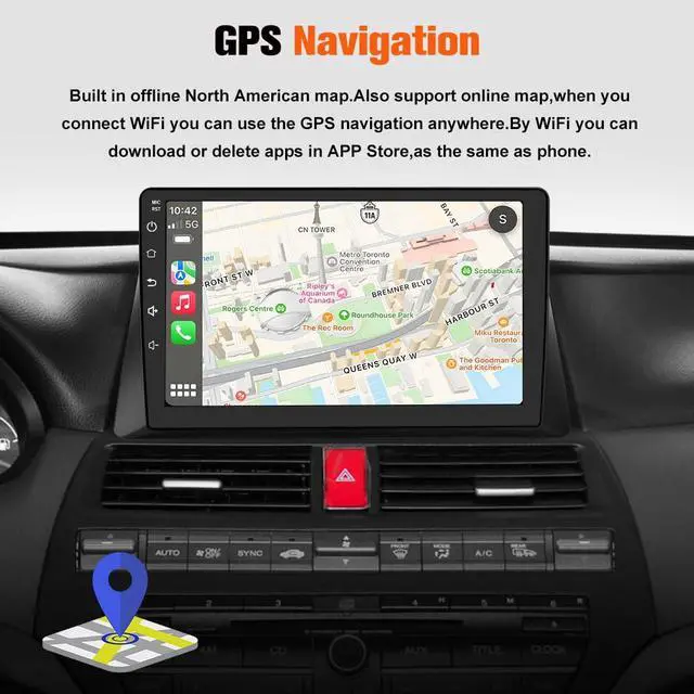 Alt view image 5 of 6 - 5G WiFi Car Radio Stereo for Honda Accord 2008-2013 Carplay | Wireless CarPlay/Android Auto,GPS DSP RDS,Upgrade Bluetooth 5.0 Rearview AM/FM Stereo 2GB RAM 32GB ROM
