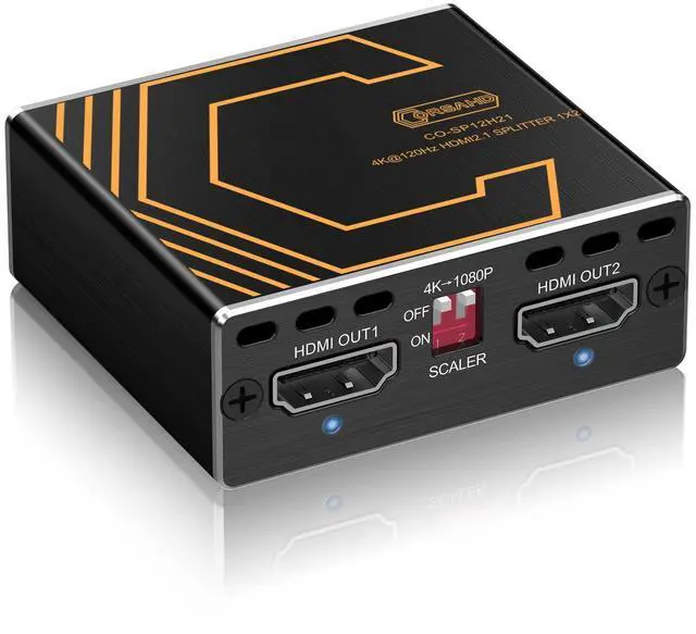 Main image of 8K@60Hz 4K@120Hz HDMI 2.1 Splitter 1 in 2 Out,for Soundbar,Capture Card,Graphics Card,48 Gbps,HDCP 2.3,Supports VRR,ALLM,HDCP Bypass,EDID,Duplicate/Mirror/Copy,Downscale,HDR,Dolby Vision Atmos