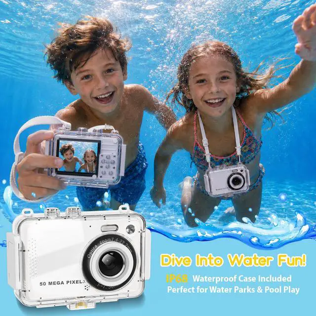 Alt view image 2 of 6 - Kids Camera with Waterproof Case, 4K Vlogging Digital Camera | 16X Zoom Autofocus, 50MP Underwater Toddler Camera for Travel, Swimming, Outdoor, Birthday Gifts for 5-16 Year Old Boys Girls
