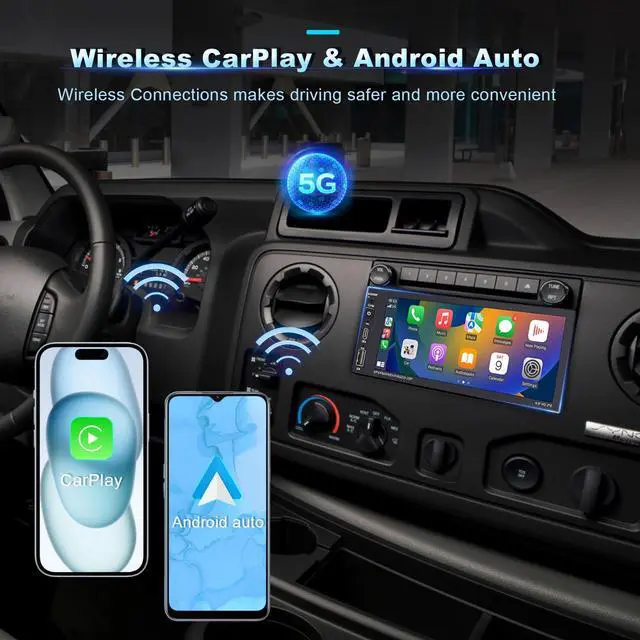 Alt view image 2 of 6 - 6.9'' Wireless Single Din Car Stereo with Apple Carplay | IPS Touch Screen Car Radio with Bluetooth,Backup Camera,FM/AM Car Radio,Car play Android Auto,AUX\TF,Type-C,USB