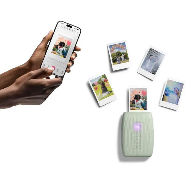 Alt view image 3 of 5 - Bundle with Compatible Fuji Mini Link 3 Smartphone Printer Clay White + Fuji Film Value Pack 20 Sheets Accessories Bundle with Album + 5 Plastic Desk Frames + Paper & Sticker Frames (Sage Green)