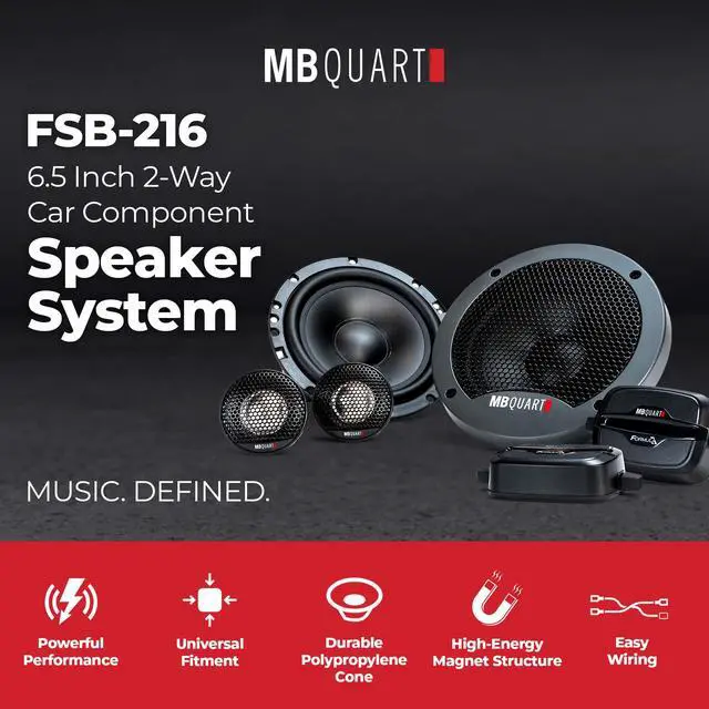 Alt view image 2 of 5 - FSB216 Formula Component Speaker System (Black, Pair) 6.5 Inch Component Speaker System, 70 Watt, Car Audio, External Crossover, 4 OHMS
