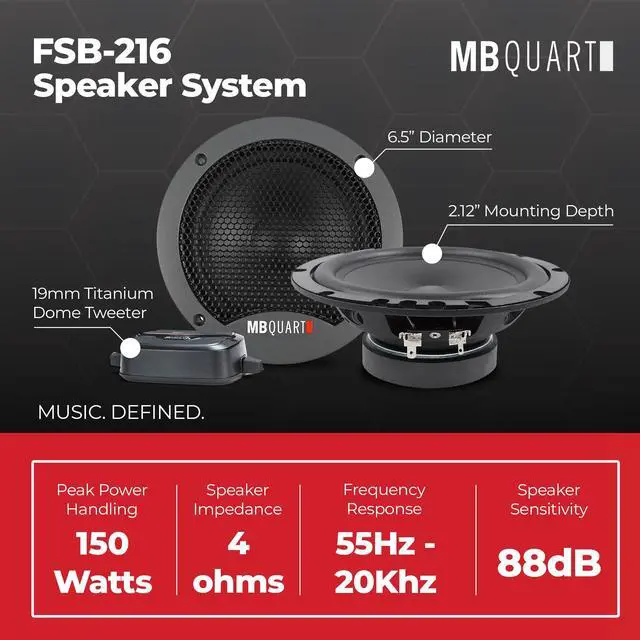 Alt view image 4 of 5 - FSB216 Formula Component Speaker System (Black, Pair) 6.5 Inch Component Speaker System, 70 Watt, Car Audio, External Crossover, 4 OHMS