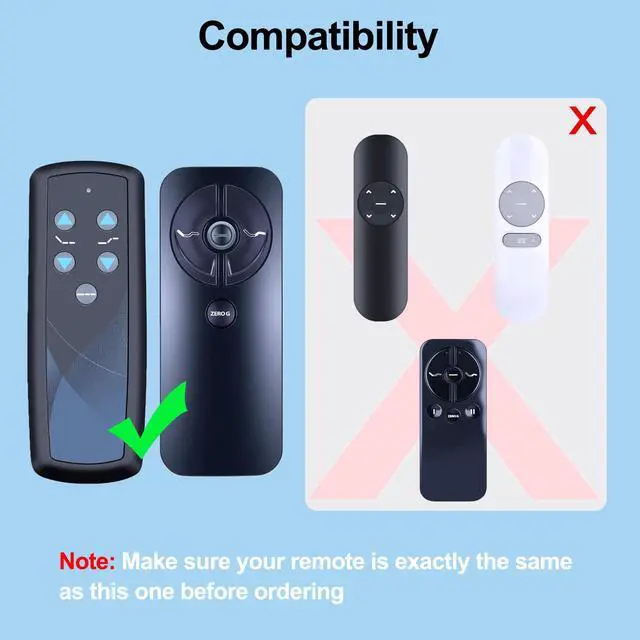 Alt view image 3 of 6 - RF358C Replacement Remote Control for Ease 1.0, for Tempur-Pedic Ease 2.0 Adjustable Beds