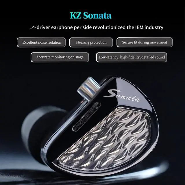 Alt view image 2 of 6 - Sonata 14BA in-Ear Monitor 3.5 Jack Headphone with Mic | Great Sound Separation IEM. Wide Frequency Range Powerful Bass and Detailed Treble for Serious Listening, Studio, Gaming