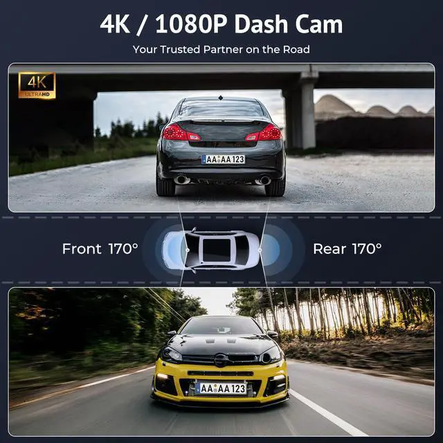 Alt view image 2 of 6 - 10.26" CarPlay Screen for Car with 4K DashCam&1080P Backup Camera | HD IPS Touch Car Play Screen Compatible with Apple Carplay&Android Auto,SuperLink, Loop Recording, Bluetooth Audio, GPS, Siri