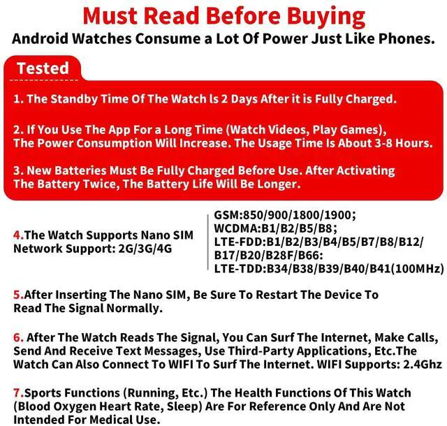 Alt view image 4 of 6 - 4G SIM Card Android Smart Watch, 2.16'' AMOLED Large Screen 3GB+32GB Smartwatch for Men Women with Rotating Camera WiFi GPS, 1150mAh Fitness Activity Tracker Watch (Black)