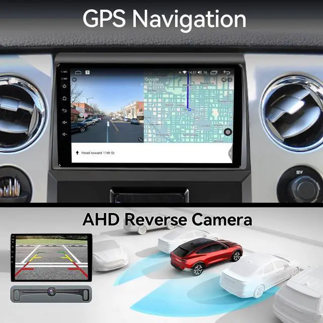 Alt view image 5 of 6 - 64GB Car Radio Stereo Upgrade for Ford F150 2009 2010 2011 2012, Plug and Play 9'' Android 13 Head Unit with Wireless Carplay/Android Auto/1080P Backup Camera/AM FM Radio